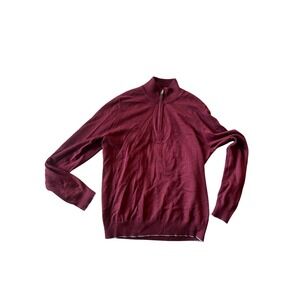 Thomas Dean Mens Maroon Red 1/4 Zip Mock Neck Pullover Wool‎ Sweater Size M
